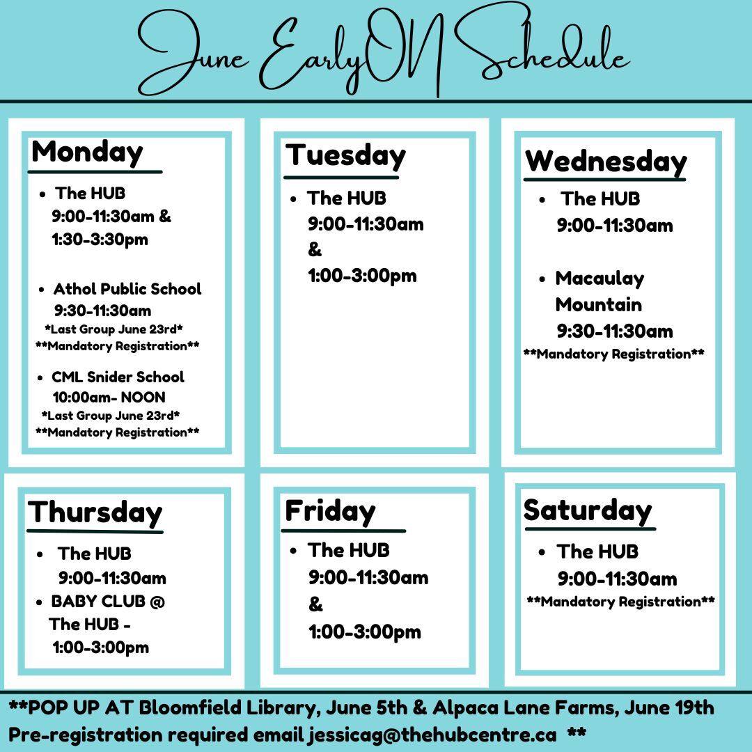 June Playgroup Schedule 