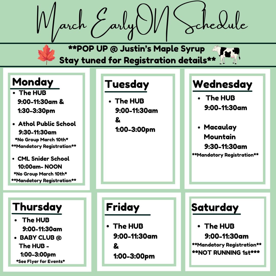 March Playgroup Schedule 