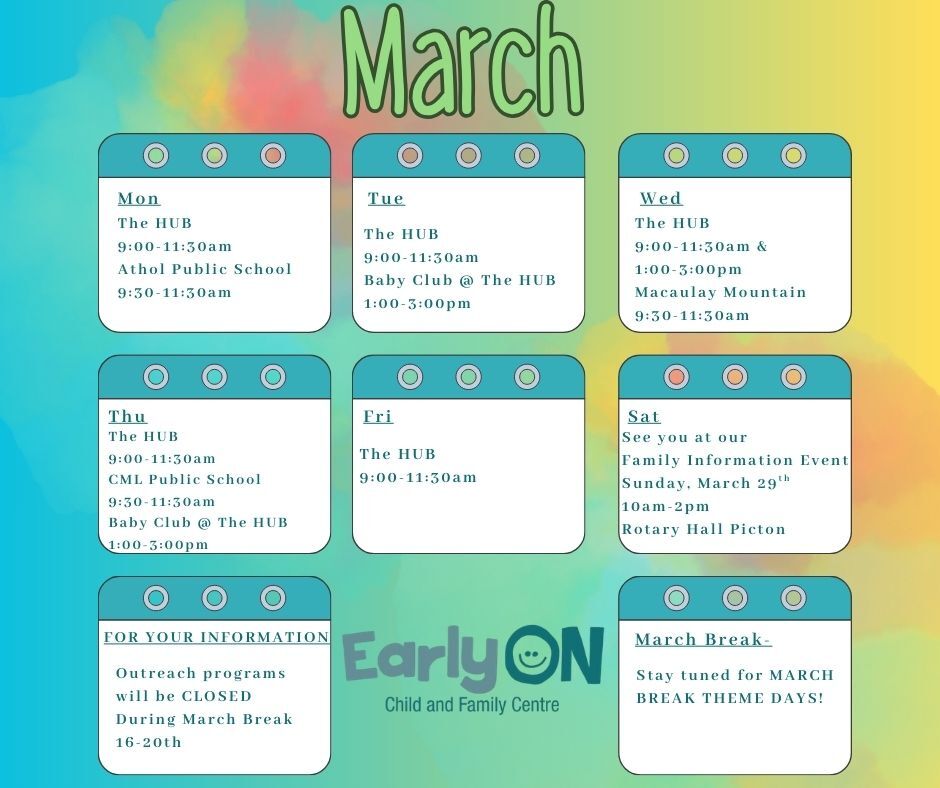 March Playgroup Schedule 