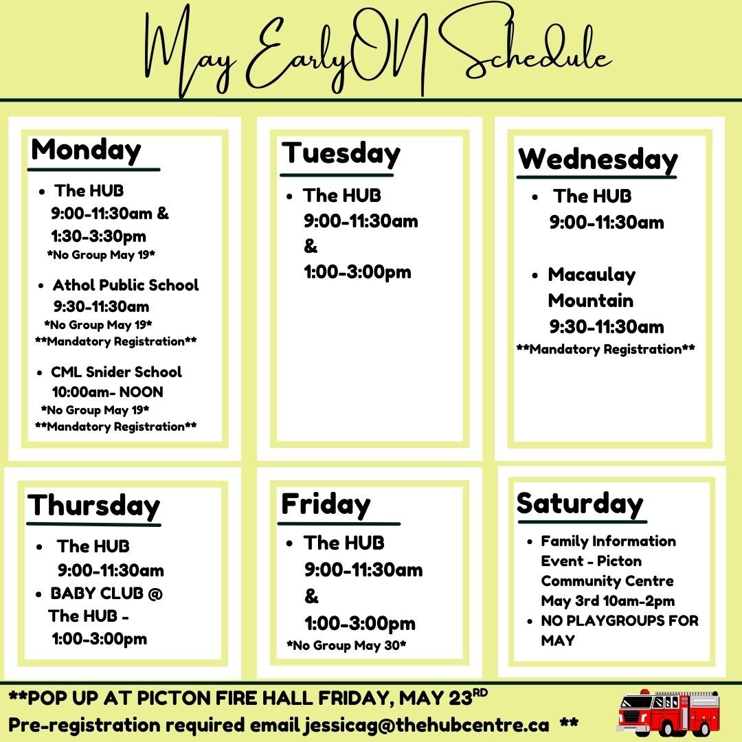 May Playgroup Schedule 