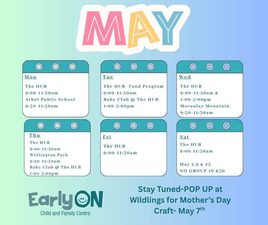 May Playgroup Schedule 