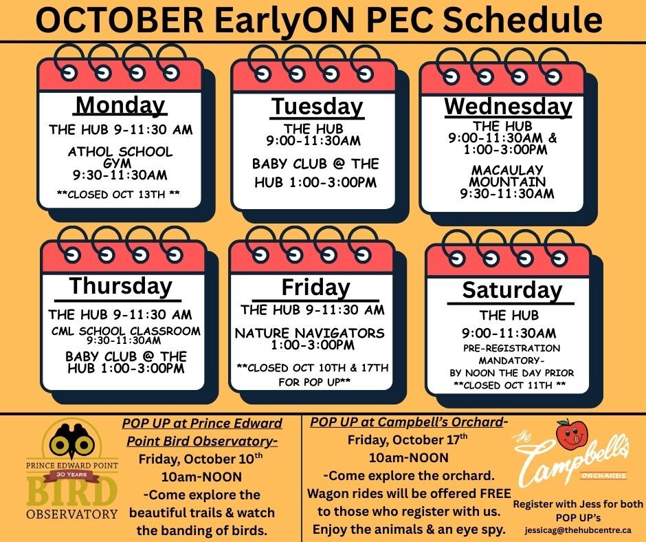 October Playgroup Schedule 