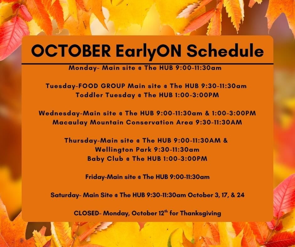 October Playgroup Schedule 